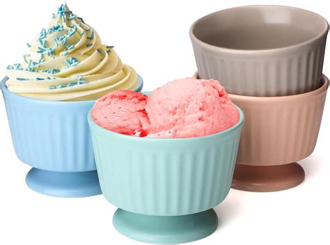 Amazon.com | Evannt Ceramic Ice Cream Bowls Set of 4 Colored Dessert ...