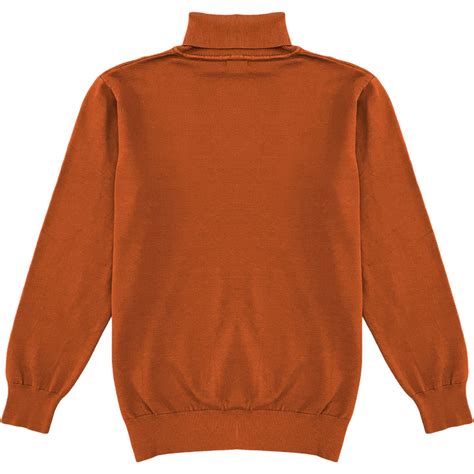 Burnt Orange Mens Long Sleeve Knit Turtleneck Sweater - xeronte