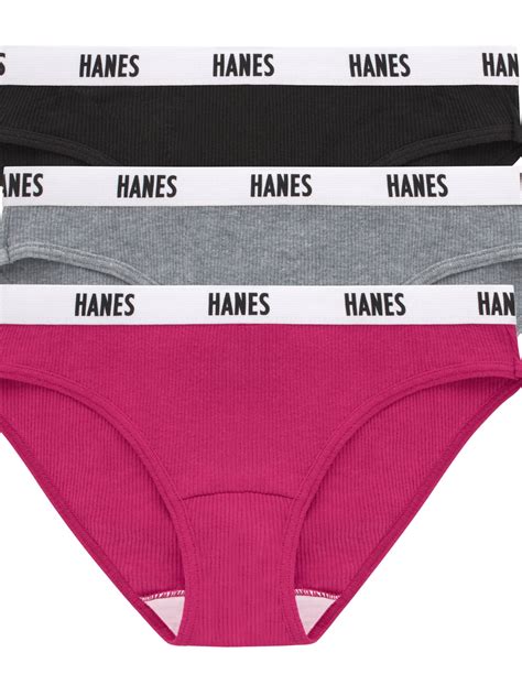 Hanes Women’s Ribbed Cotton Bikini Underwear, 3-Pack - Walmart.com