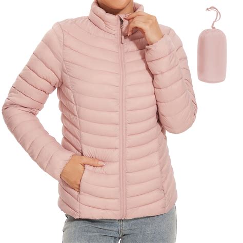 Women's Lightweight Winter Warm Puffer Jacket Packable Stand Collor ...