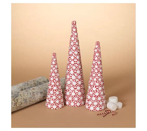 Set of 3 Clay Whimsical Peppermint Candy Trees by Gerson Co - QVC.com