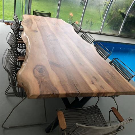 Living Edge Walnut Wooden Dining Table, Outdoor Kitchen Table, Live ...