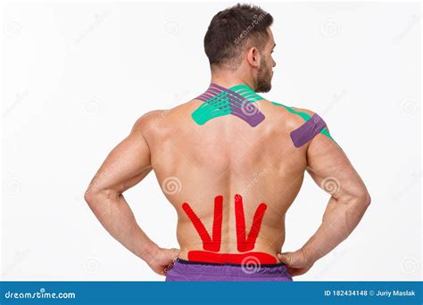 Kinesiology Taping.Kinesiology Tape on Patient Neck and Back Stock ...