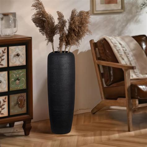 Amazon.com: Black Rustic Ceramic Farmhouse Tall Floor Vase,23.6 Inch ...