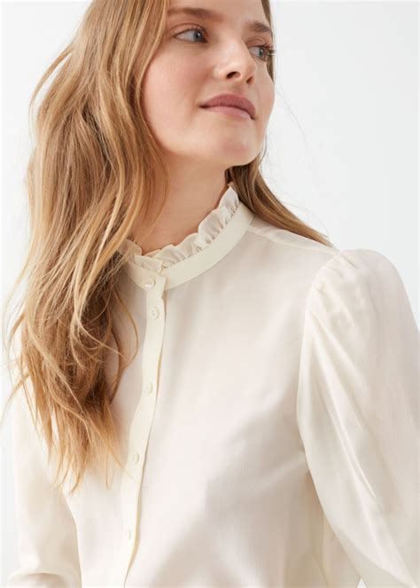 Ruffle Collar Silk Shirt - White - Blouses - & Other Stories | Hair ...
