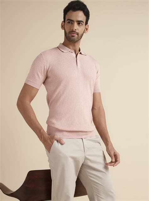 Buy Faded Ceramic Pink Polo | Semi Casual Pink Solid Polos for Men ...