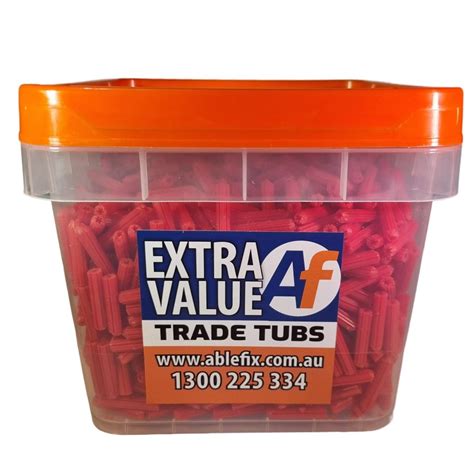 Trade Tub - Red 50mm Wall Plugs - 1500 pce | Ablefix