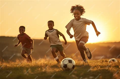 Premium Photo | Happy african kids playing with ball Childrens football ...
