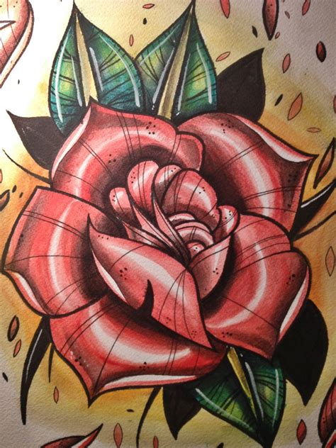 Neo Traditional Rose Tattoo