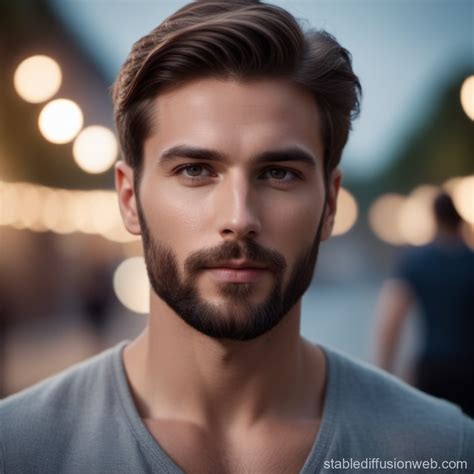 Tall Fair-Skinned Man with Trimmed Beard and Mid Parted Hair | Stable ...