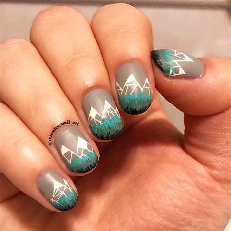 Abstract mountain nail art | Winter nails, Nail designs, Nail art