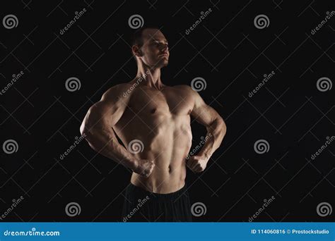 Strong Athletic Man Showes Naked Muscular Body Stock Photo - Image of ...