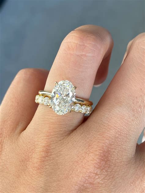 Oval Bridal Set | Gold band engagement rings, Dream engagement rings ...