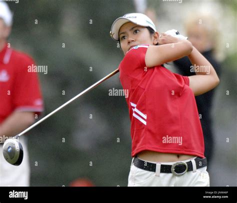 BROKEN ARROW, United States - Japan's Ai Miyazato watches her tee shot ...