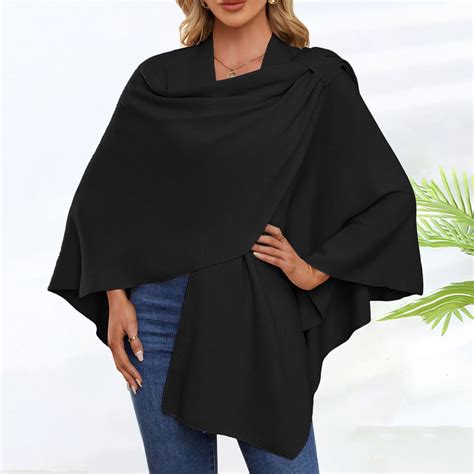 BAODANN Womens Large Front Poncho Sweater Wrap Topper Knitted Elegant ...