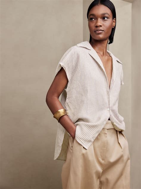 Clara Linen Short-Sleeve Shirt | Banana Republic