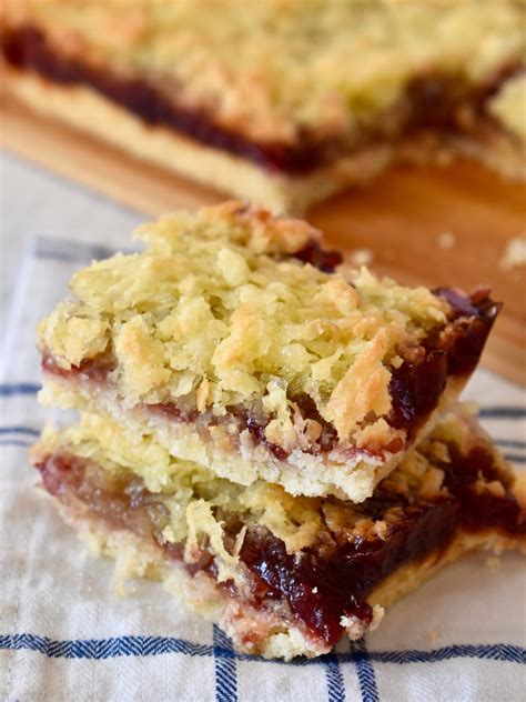 Raspberry Coconut Bars (Recipe with Raspberry Jam) - Simple Desserts