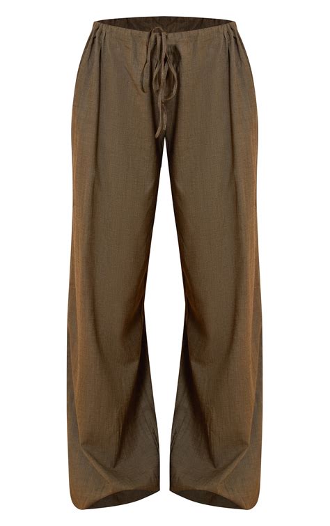 Petite Olive Drawstring Linen Blend Trouser | Petite | PLT IRE