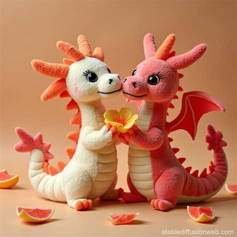 Plush Dragons and Dragon-Fruit Flowers | Stable Diffusion Online