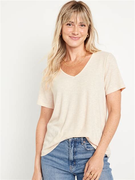 Luxe Ribbed Slub-Knit T-Shirt | Old Navy