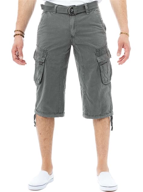 X RAY Men's Belted Cargo Long Shorts 18" Inseam Below Knee Length Multi ...
