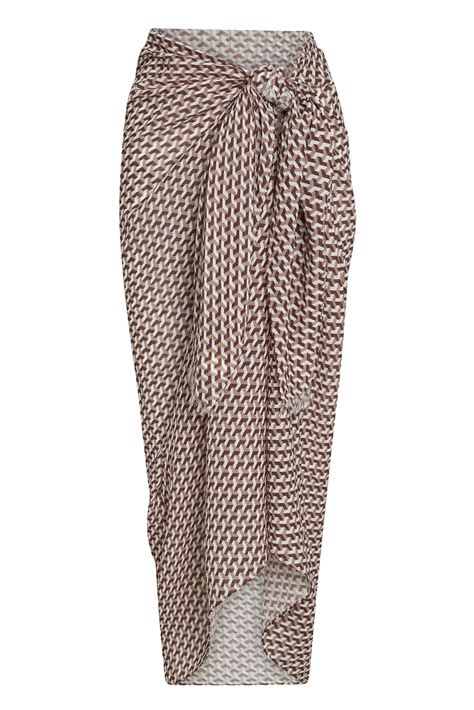 St. Tropez Sarong - Husk Geo Crinkle Linen – Monday Swimwear