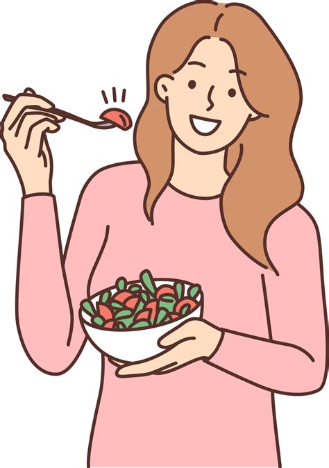 sonriente mujer comiendo ensalada 21477683 PNG