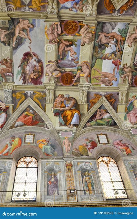 Sistine Chapel Ceiling Paintings Editorial Stock Photo - Image of bible ...