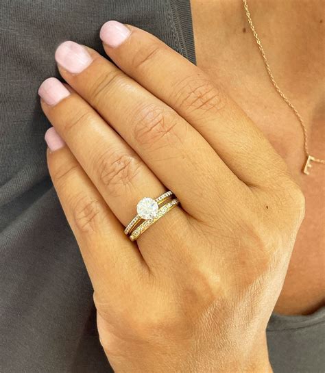 White Gold Engagement Ring With Yellow Gold Wedding Band