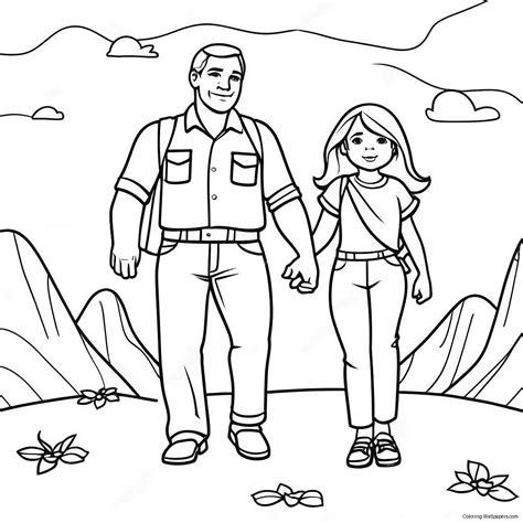 Adventurous Dad And Daughter Coloring Page (21733-17177)