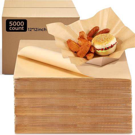 Amazon.com: Sieral 5000 Sheets Sandwich Wrap Sheet 12 x 12 Inch Wax Paper Bulk Fast Food Basket ...