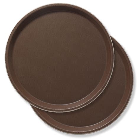 Jubilee 11" Round Restaurant Serving Trays (Set of 2), Brown - NSF Food ...