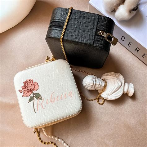 Rose Birth Flower Jewelry Box, Personalized Name Jewelry Box for ...