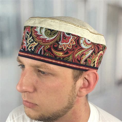 Kufi hat mens Muslim skull cap for men Ethnic taqiyah hat with | Etsy