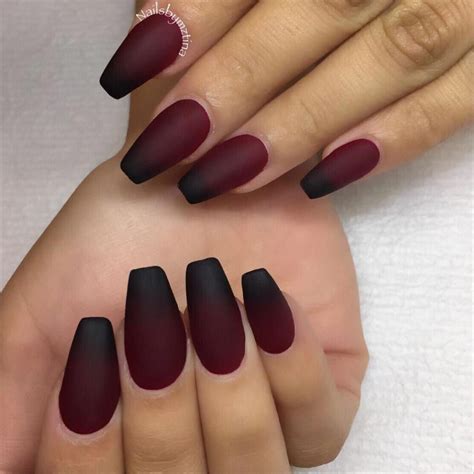 Black Ombre Nails, Dark Red Nails, Matte Black Nails, Burgundy Nails ...