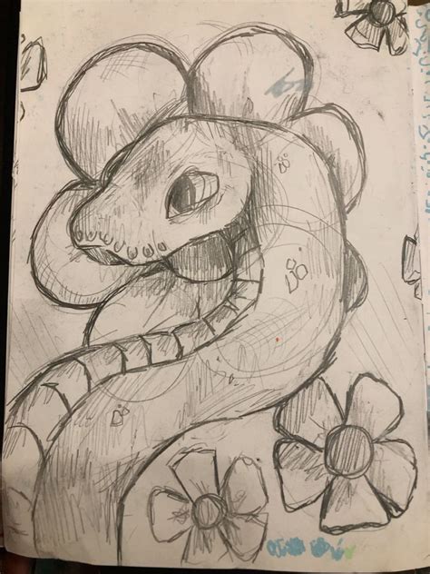 Snake with Flowers Drawing