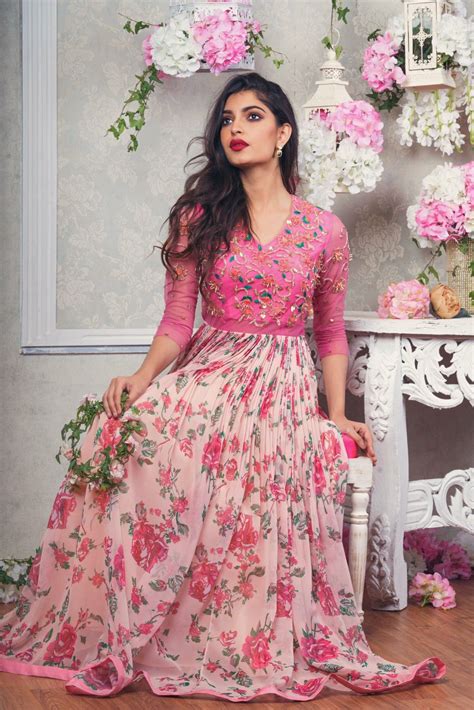 Floral long gown | Long dress design, Long gown design, Party wear dresses