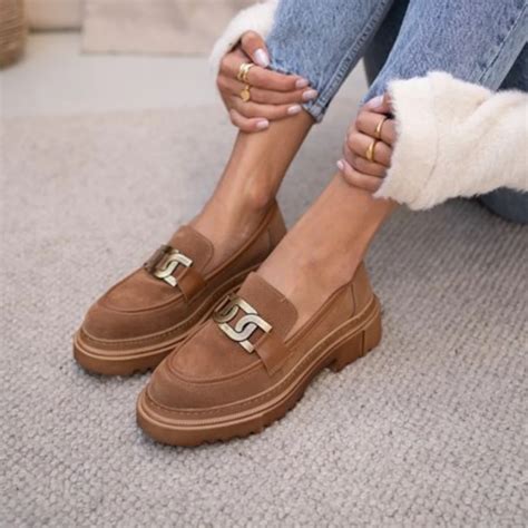 2023 Spring Chunky Loafers Women Shoes Brown Suede PU Women's Casual ...
