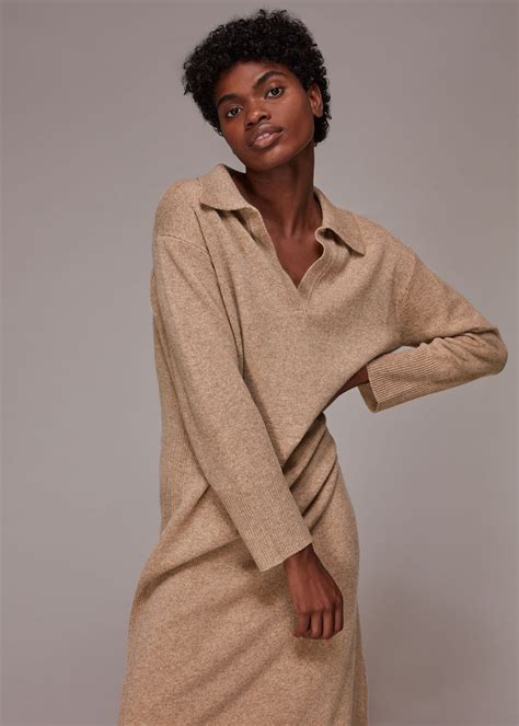 Oatmeal Collar Midi Knit Dress | WHISTLES | Whistles UK