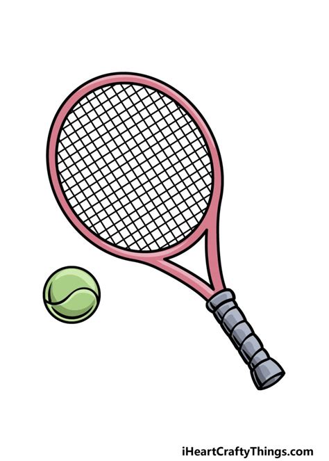 Tennis Racket Drawing - How To Draw A Tennis Racket Step By Step