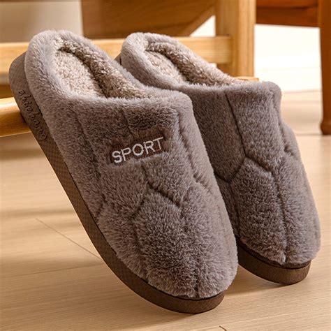 Viluyesy Mens Fuzzy Slippers, Winter Plush Warm Cozy Soft Sole Closed ...