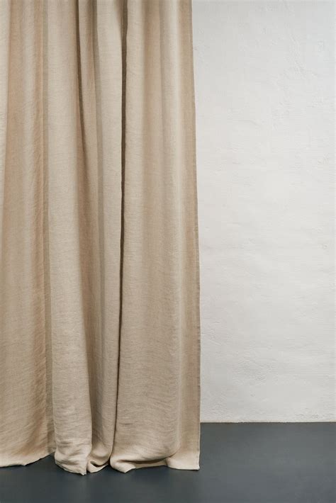 Extra Wide Natural Flax Panama Linen Curtains 300cm /118” Wide ...