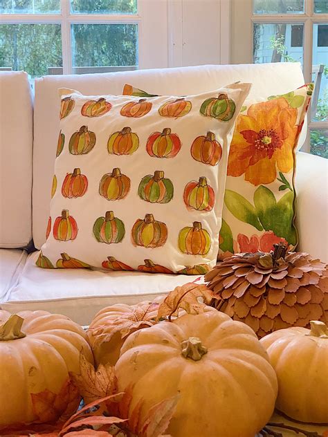 Fall Pumpkin Decor and Pumpkin Pillow - MY 100 YEAR OLD HOME