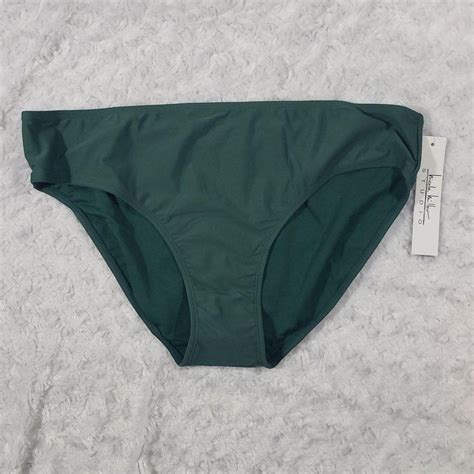 Nicole Miller Dark Green Bikini Bottom Brand:... - Depop