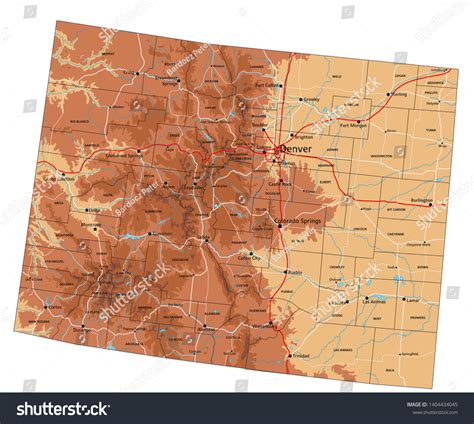 Physical map of colorado