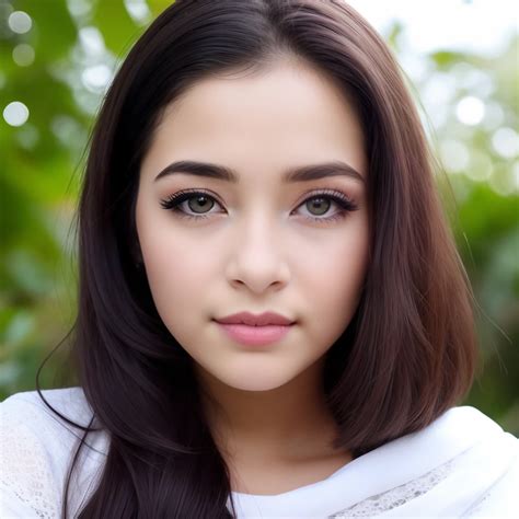 A close up of a woman with long hair and a white shirt - SeaArt AI