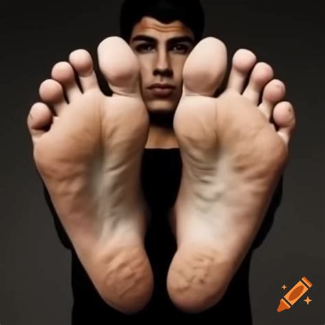 Carlos Alcaraz's feet soles, highlighting wrinkles on Craiyon