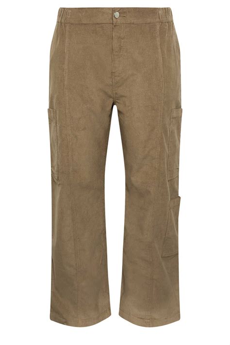 YOURS Plus Size Brown Cord Cargo Trousers | Yours Clothing