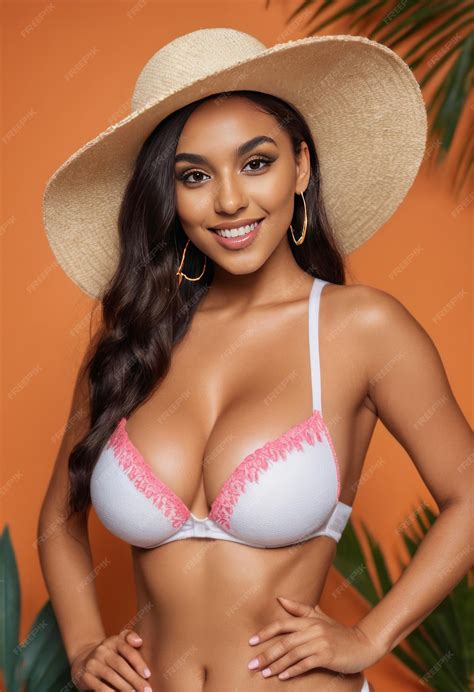 Sexy beauty smiling young Woman model with big breast and thin figure ...