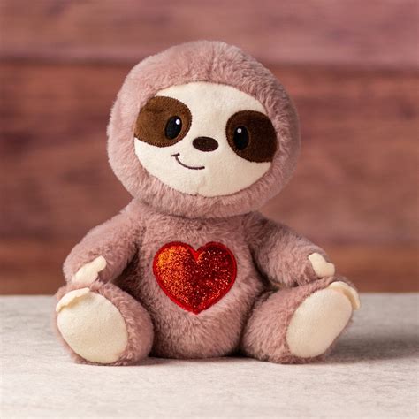 9-inch Smirky Valentine Sloth Plush – Cute Valentine's Day Stuffed ...